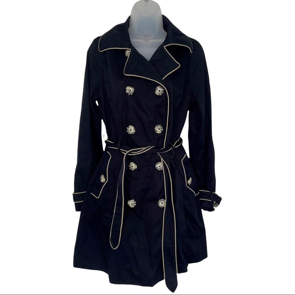 Black Peacoat Jacket Fall Winter Tie Merona M